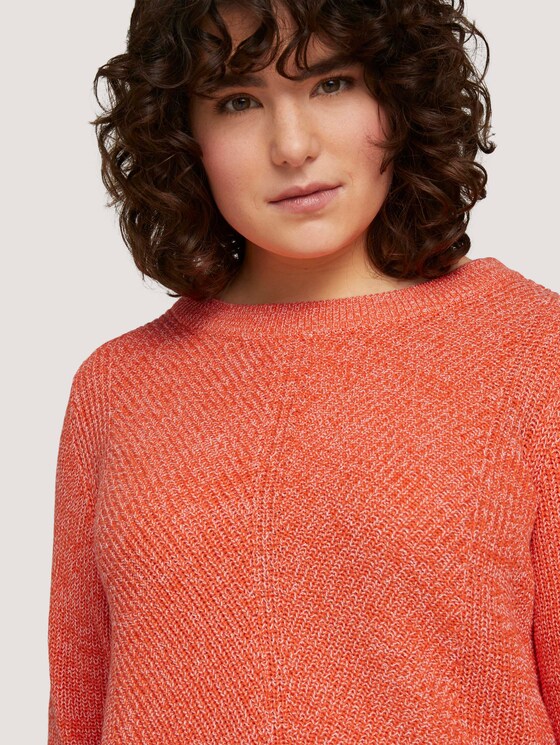 Melierter Strickpullover mit Bio-Baumwolle - Frauen - sundowner red Melierter Strickpullover mit Bio-Baumwolle - Frauen - sundowner red - 9 - My True Me