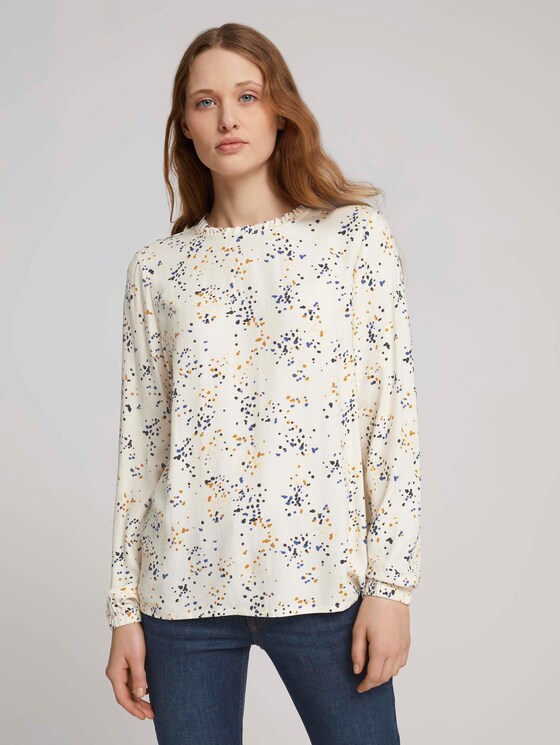 Bluse mit gerafftem Kragen - Frauen - creme dot print Bluse mit gerafftem Kragen - Frauen - creme dot print - 1 - TOM TAILOR Denim