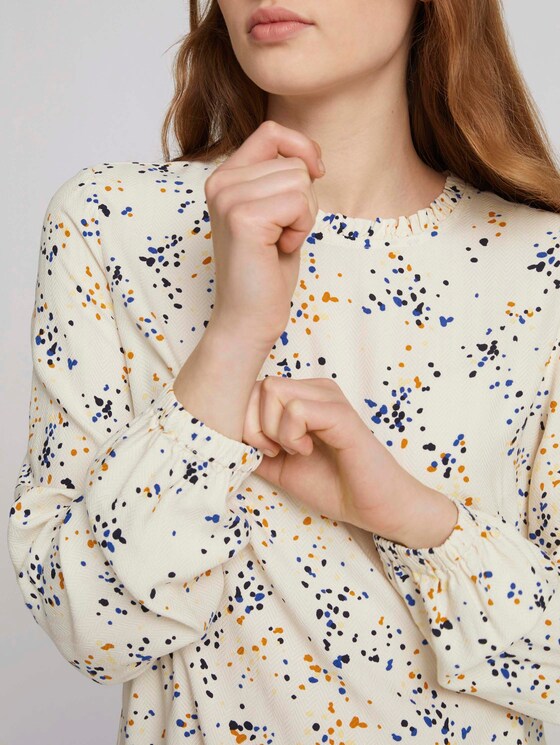 Bluse mit gerafftem Kragen - Frauen - creme dot print Bluse mit gerafftem Kragen - Frauen - creme dot print - 9 - TOM TAILOR Denim