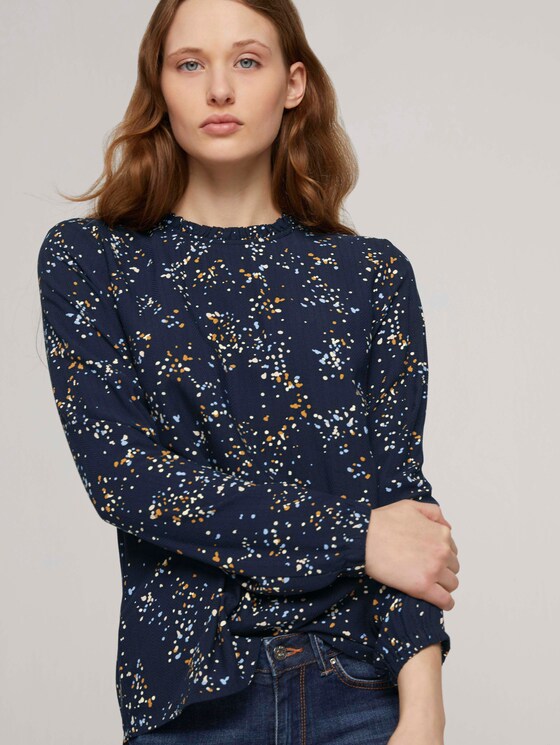 Bluse mit gerafftem Kragen - Frauen - blue dot print Bluse mit gerafftem Kragen - Frauen - blue dot print - 5 - TOM TAILOR Denim