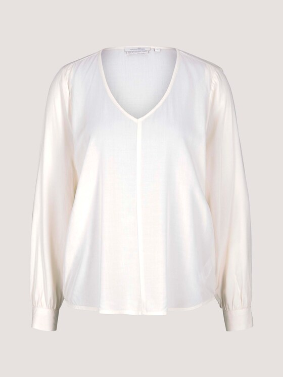 V-Ausschnitt Bluse mit LENZING™ ECOVERO™ - Frauen - soft creme beige V-Ausschnitt Bluse mit LENZING™ ECOVERO™ - Frauen - soft creme beige - 7 - TOM TAILOR Denim