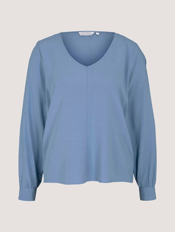V-Aussschnitt Bluse mit LENZING™ ECOVERO™ - Frauen - soft mid blue V-Aussschnitt Bluse mit LENZING™ ECOVERO™ - Frauen - soft mid blue - 7 - TOM TAILOR Denim