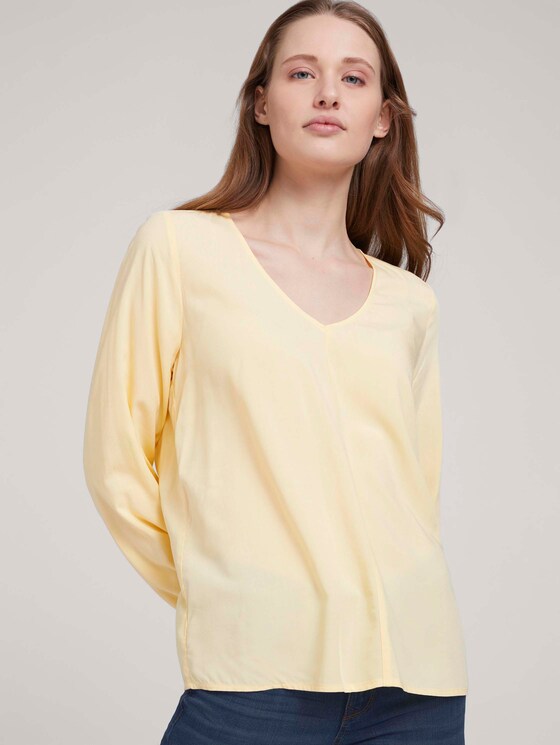 V-Ausschnitt Bluse mit LENZING™ ECOVERO™ - Frauen - soft yellow V-Ausschnitt Bluse mit LENZING™ ECOVERO™ - Frauen - soft yellow - 5 - TOM TAILOR Denim
