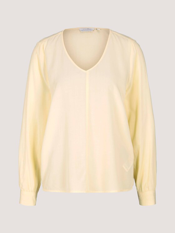 V-Ausschnitt Bluse mit LENZING™ ECOVERO™ - Frauen - soft yellow V-Ausschnitt Bluse mit LENZING™ ECOVERO™ - Frauen - soft yellow - 7 - TOM TAILOR Denim