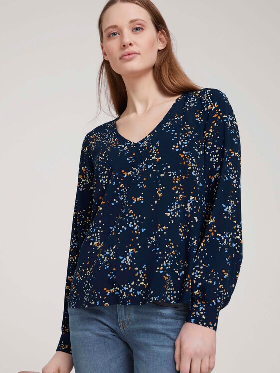 V-Aussschnitt Bluse mit LENZING™ ECOVERO™ - Frauen - blue dot print V-Aussschnitt Bluse mit LENZING™ ECOVERO™ - Frauen - blue dot print - 5 - TOM TAILOR Denim