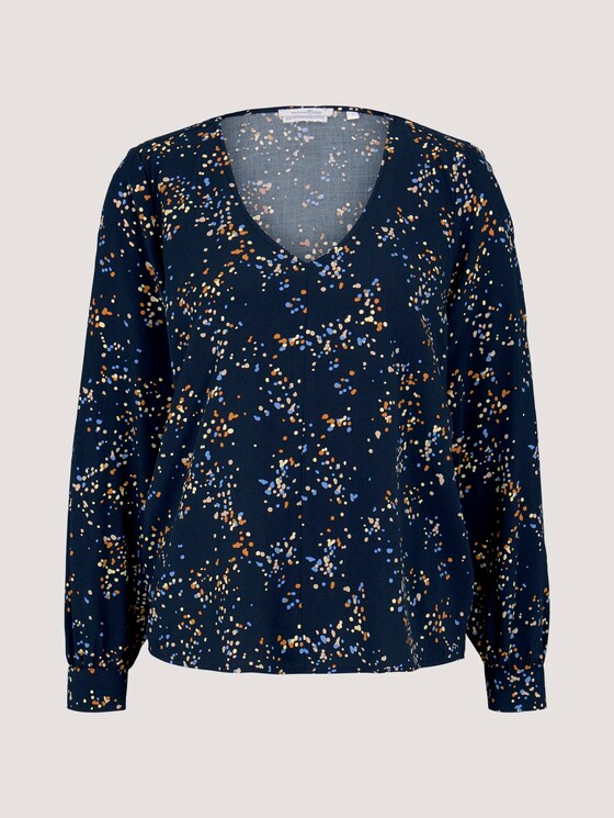 V-Aussschnitt Bluse mit LENZING™ ECOVERO™ - Frauen - blue dot print V-Aussschnitt Bluse mit LENZING™ ECOVERO™ - Frauen - blue dot print - 7 - TOM TAILOR Denim
