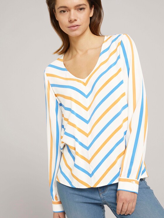 V-Ausschnitt Bluse mit LENZING™ ECOVERO™ - Frauen - beige geometrical design V-Ausschnitt Bluse mit LENZING™ ECOVERO™ - Frauen - beige geometrical design - 5 - TOM TAILOR Denim