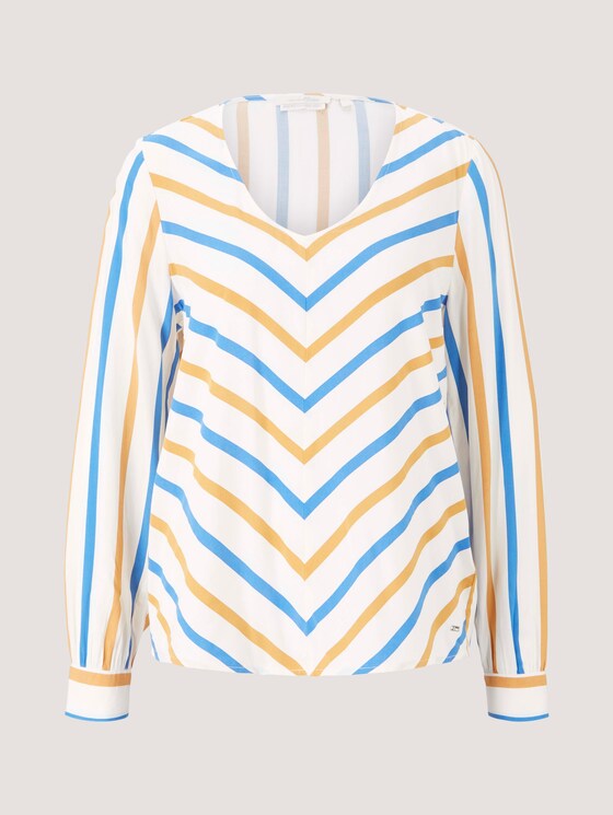 V-Ausschnitt Bluse mit LENZING™ ECOVERO™ - Frauen - beige geometrical design V-Ausschnitt Bluse mit LENZING™ ECOVERO™ - Frauen - beige geometrical design - 7 - TOM TAILOR Denim