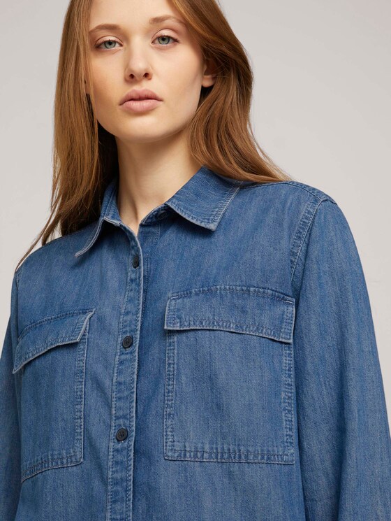 Hemdbluse aus Jeans - Frauen - Clean Mid Stone Blue Denim Hemdbluse aus Jeans - Frauen - Clean Mid Stone Blue Denim - 9 - TOM TAILOR Denim