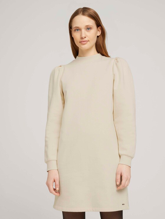 Puffärmel Sweatkleid mit Bio-Baumwolle - Frauen - soft creme beige Puffärmel Sweatkleid mit Bio-Baumwolle - Frauen - soft creme beige - 1 - TOM TAILOR Denim