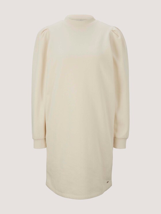 Puffärmel Sweatkleid mit Bio-Baumwolle - Frauen - soft creme beige Puffärmel Sweatkleid mit Bio-Baumwolle - Frauen - soft creme beige - 7 - TOM TAILOR Denim