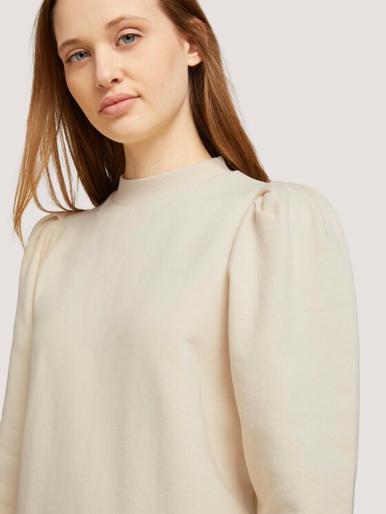 Puffärmel Sweatkleid mit Bio-Baumwolle - Frauen - soft creme beige Puffärmel Sweatkleid mit Bio-Baumwolle - Frauen - soft creme beige - 9 - TOM TAILOR Denim