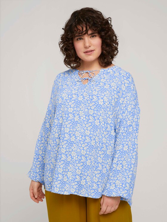 Plus - Tunika Bluse mit Blumenmuster - Frauen - blue flower paisley Plus - Tunika Bluse mit Blumenmuster - Frauen - blue flower paisley - 1 - My True Me