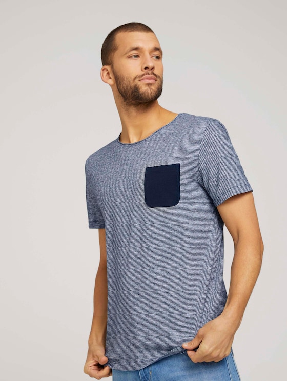 Tshirt mit Brusttasche - Männer - Dark Blue Stripe Tshirt mit Brusttasche - Männer - Dark Blue Stripe - 5 - TOM TAILOR Denim