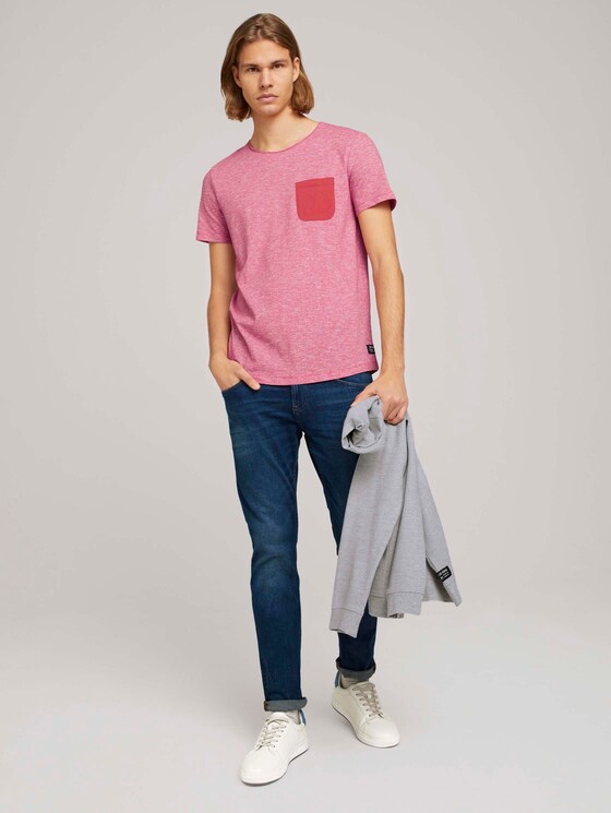 Tshirt mit Brusttasche - Männer - normal red yd mini stripe Tshirt mit Brusttasche - Männer - normal red yd mini stripe - 3 - TOM TAILOR Denim