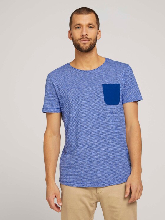 Tshirt mit Brusttasche - Männer - shiny royal yd mini stripe Tshirt mit Brusttasche - Männer - shiny royal yd mini stripe - 1 - TOM TAILOR Denim