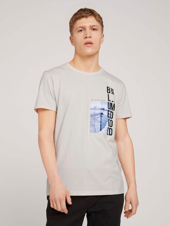 Fotoprint T-Shirt mit Bio-Baumwolle - Männer - Soft Beige Solid Fotoprint T-Shirt mit Bio-Baumwolle - Männer - Soft Beige Solid - 1 - TOM TAILOR Denim