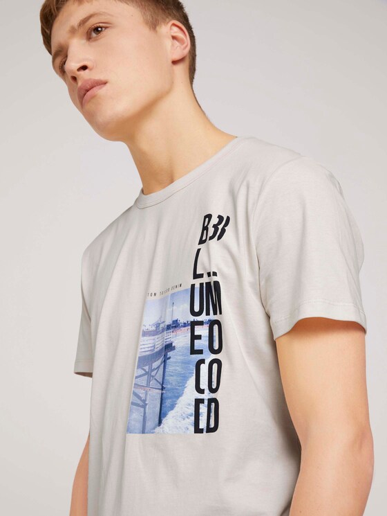 Fotoprint T-Shirt mit Bio-Baumwolle - Männer - Soft Beige Solid Fotoprint T-Shirt mit Bio-Baumwolle - Männer - Soft Beige Solid - 9 - TOM TAILOR Denim