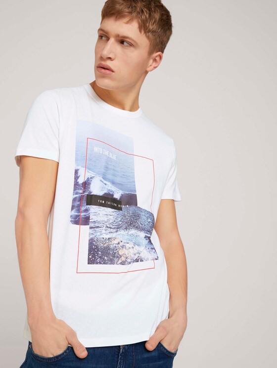 Fotoprint T-Shirt mit Bio-Baumwolle - Männer - White Fotoprint T-Shirt mit Bio-Baumwolle - Männer - White - 5 - TOM TAILOR Denim