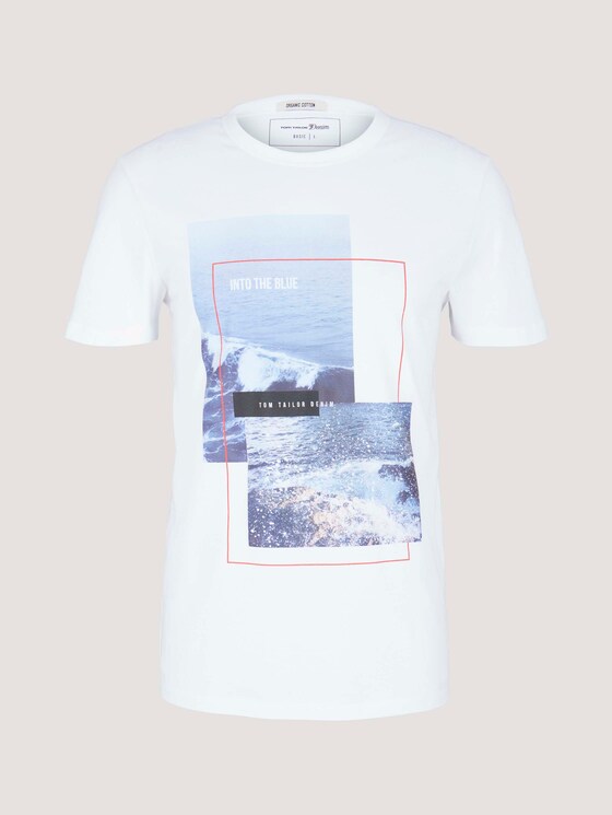 Fotoprint T-Shirt mit Bio-Baumwolle - Männer - White Fotoprint T-Shirt mit Bio-Baumwolle - Männer - White - 7 - TOM TAILOR Denim