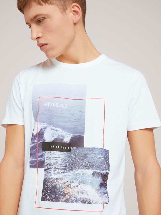 Fotoprint T-Shirt mit Bio-Baumwolle - Männer - White Fotoprint T-Shirt mit Bio-Baumwolle - Männer - White - 9 - TOM TAILOR Denim