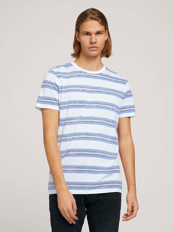 gestreiftes T-Shirt - Männer - white blue irregulat stripe gestreiftes T-Shirt - Männer - white blue irregulat stripe - 1 - TOM TAILOR Denim