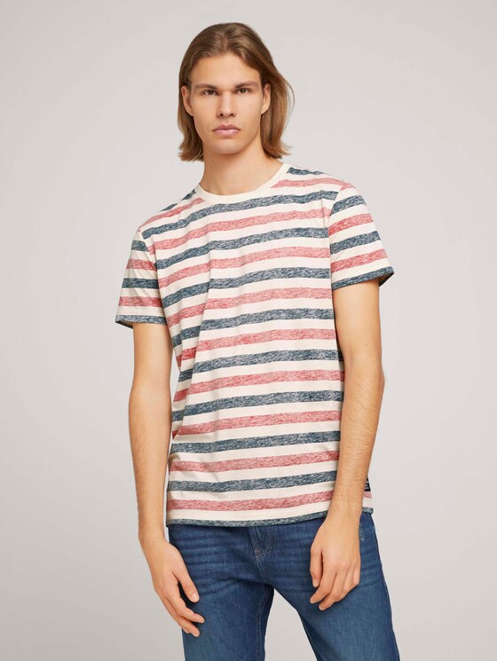 gestreiftes T-Shirt - Männer - red navy almond middle stripe gestreiftes T-Shirt - Männer - red navy almond middle stripe - 1 - TOM TAILOR Denim