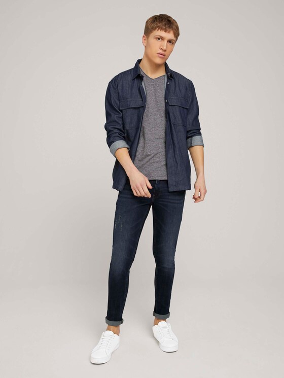 strukturiertes T-Shirt - Männer - Sky Captain Blue Non-Solid strukturiertes T-Shirt - Männer - Sky Captain Blue Non-Solid - 3 - TOM TAILOR Denim