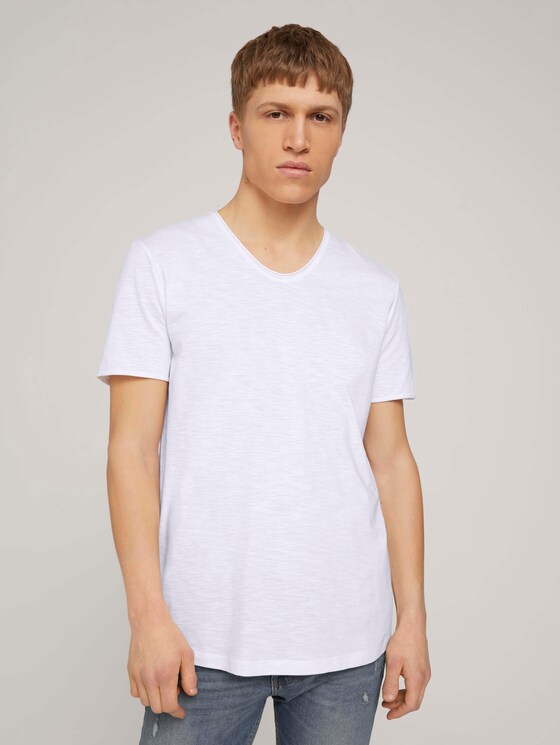 strukturiertes T-Shirt - Männer - White strukturiertes T-Shirt - Männer - White - 1 - TOM TAILOR Denim