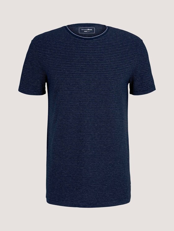 T-Shirt in Jacquard-Struktur - Männer - navy white jacquard T-Shirt in Jacquard-Struktur - Männer - navy white jacquard - 7 - TOM TAILOR Denim