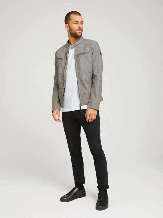 Tshirt in Jacquard-Struktur - Männer - white navy jacquard Tshirt in Jacquard-Struktur - Männer - white navy jacquard - 3 - TOM TAILOR Denim