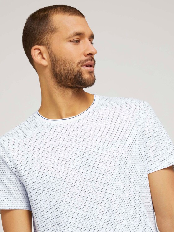 Tshirt in Jacquard-Struktur - Männer - white navy jacquard Tshirt in Jacquard-Struktur - Männer - white navy jacquard - 9 - TOM TAILOR Denim