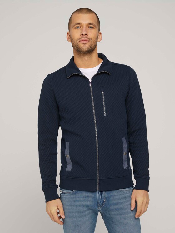 Sweatjacke mit Stehkragen - Männer - Dark Blue Sweatjacke mit Stehkragen - Männer - Dark Blue - 1 - TOM TAILOR