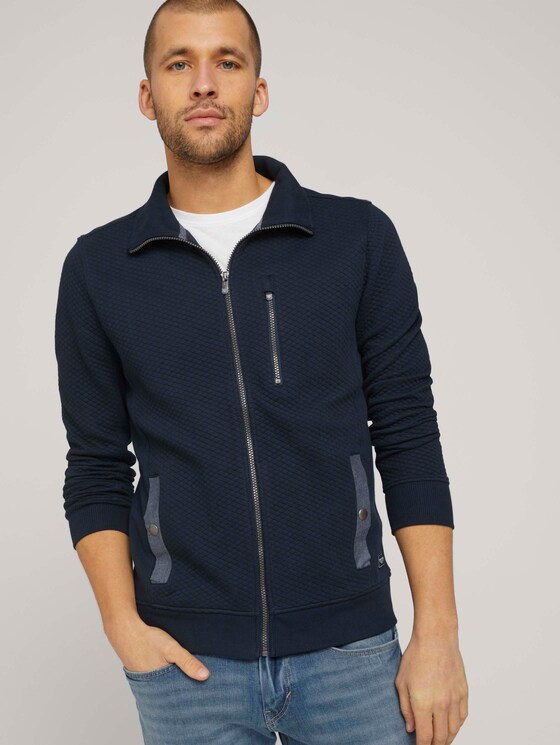 Sweatjacke mit Stehkragen - Männer - Dark Blue Sweatjacke mit Stehkragen - Männer - Dark Blue - 5 - TOM TAILOR