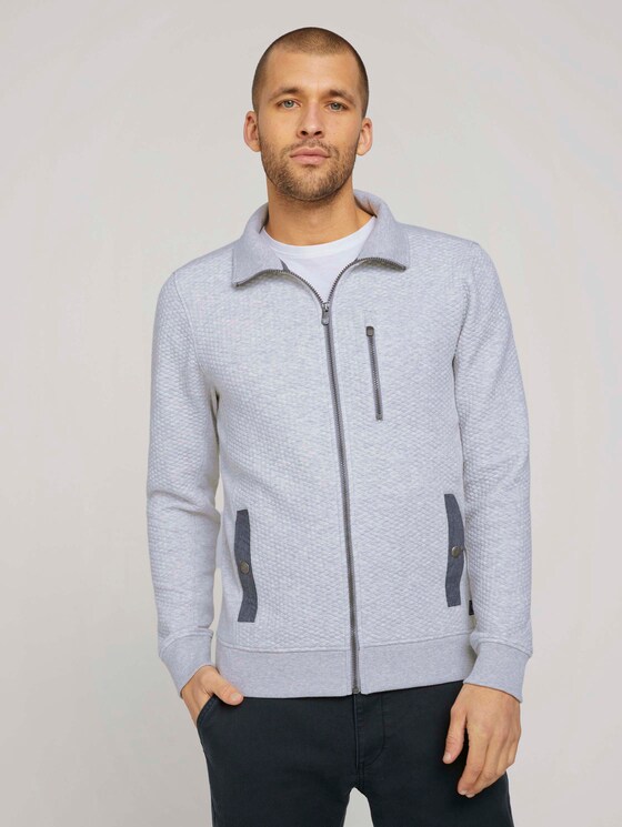 Sweatjacke mit Stehkragen - Männer - Light Stone Grey Melange Sweatjacke mit Stehkragen - Männer - Light Stone Grey Melange - 1 - TOM TAILOR