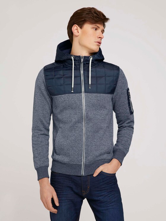 Sweatjacke mit Stoffmischung - Männer - Black Sweatjacke mit Stoffmischung - Männer - Black - 1 - TOM TAILOR