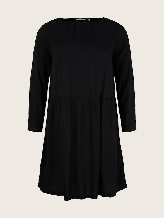 Plus - Blusenkleid mit LENZING(TM) ECOVERO(TM) und Faltendetails von Women Plus Size, deep black