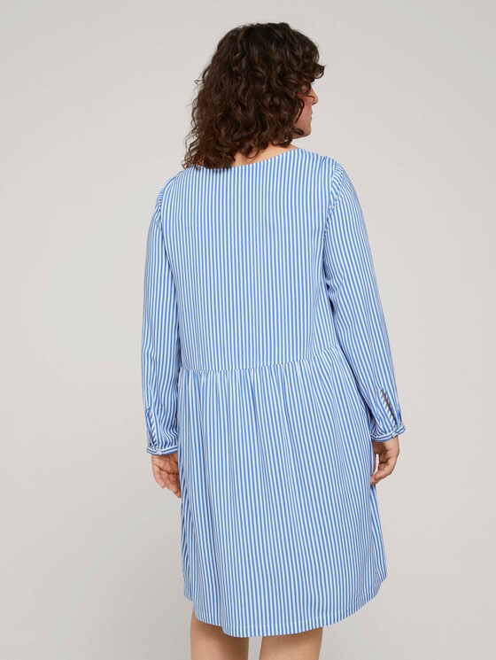Blusenkleid mit Faltendetails - Frauen - marina white vertical stripe Blusenkleid mit Faltendetails - Frauen - marina white vertical stripe - 2 - My True Me