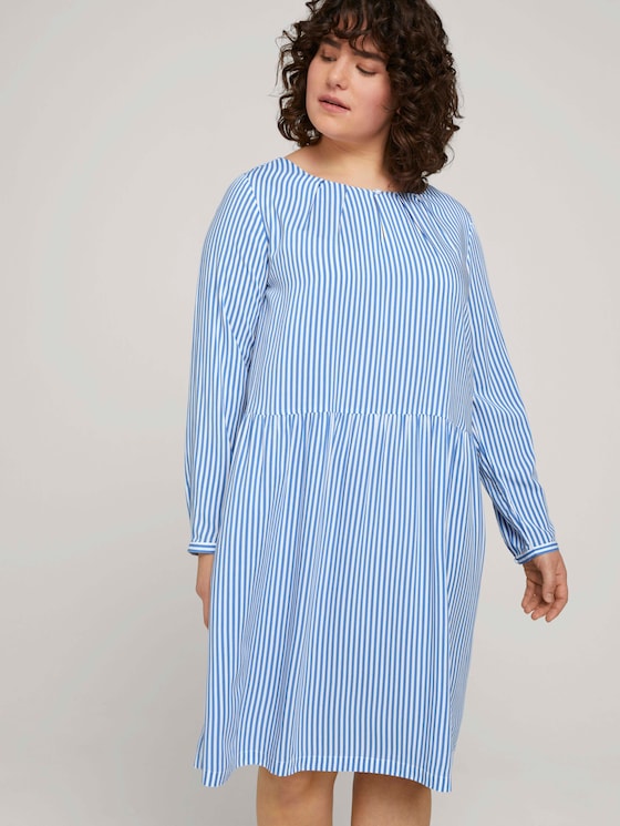 Blusenkleid mit Faltendetails - Frauen - marina white vertical stripe Blusenkleid mit Faltendetails - Frauen - marina white vertical stripe - 5 - My True Me