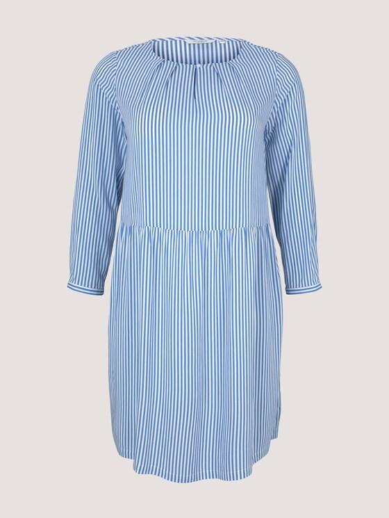 Blusenkleid mit Faltendetails - Frauen - marina white vertical stripe Blusenkleid mit Faltendetails - Frauen - marina white vertical stripe - 7 - My True Me
