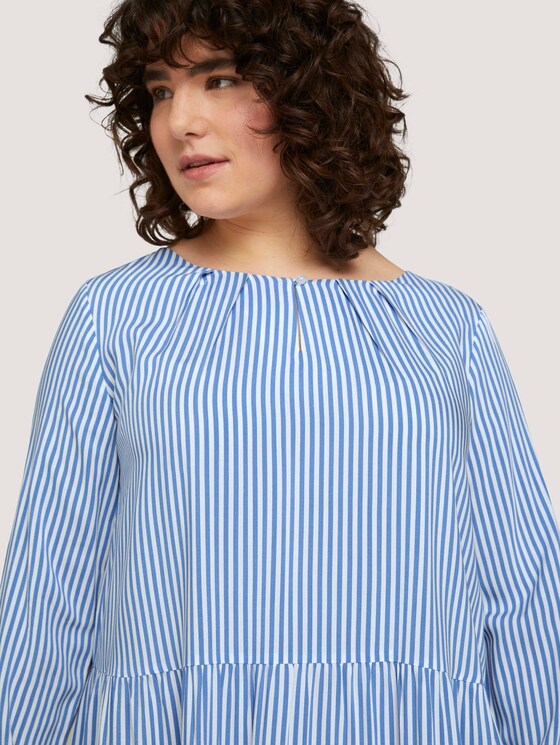 Blusenkleid mit Faltendetails - Frauen - marina white vertical stripe Blusenkleid mit Faltendetails - Frauen - marina white vertical stripe - 9 - My True Me