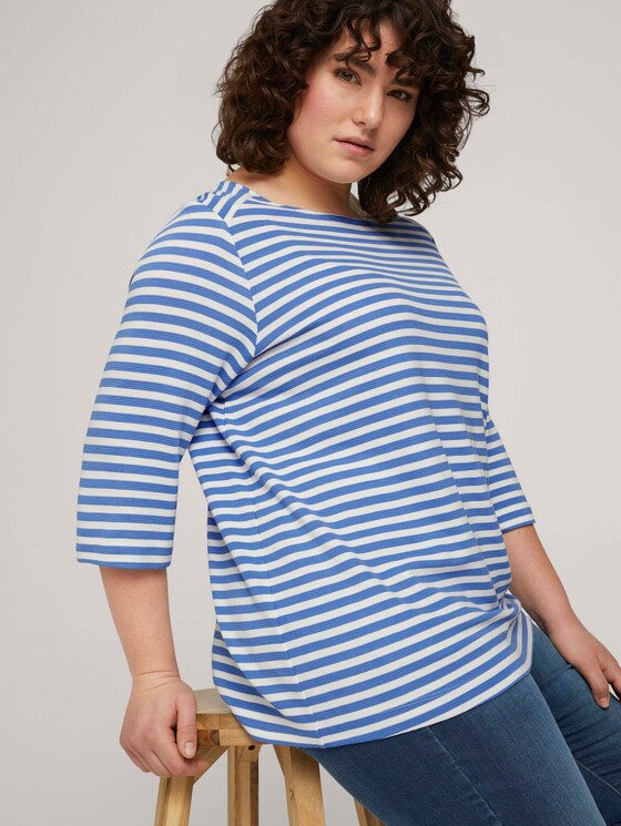 Curvy - Gestreiftes Ottoman Sweatshirt - Frauen - marina white block stripe Curvy - Gestreiftes Ottoman Sweatshirt - Frauen - marina white block stripe - 5 - My True Me