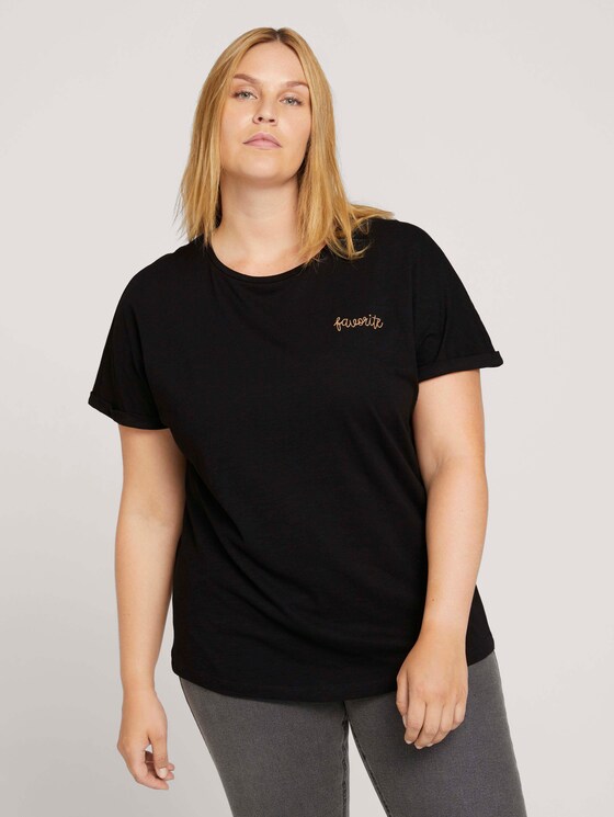 T-shirt met kleine borduursels - Vrouwen - deep black T-shirt met kleine borduursels - Vrouwen - deep black - 1 - My True Me