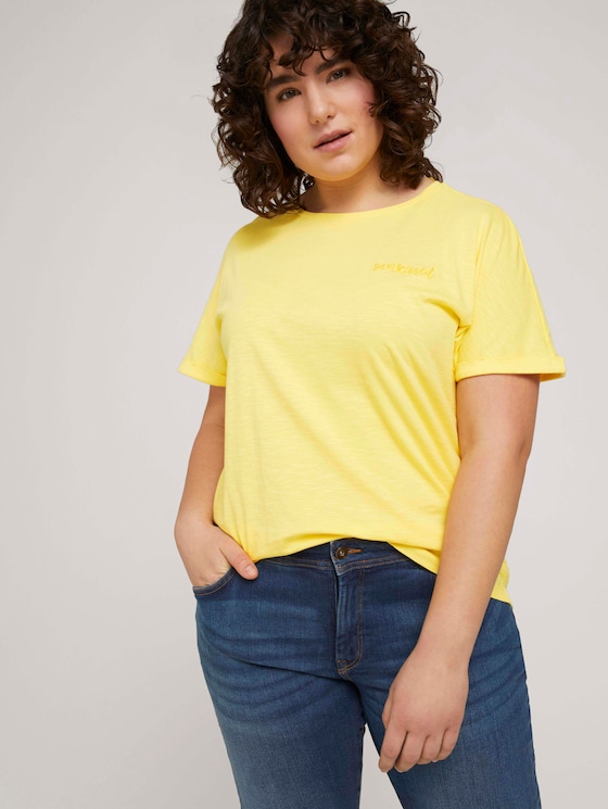 T-shirt with small embroidery - Women - mellow yellow T-shirt with small embroidery - Women - mellow yellow - 5 - My True Me