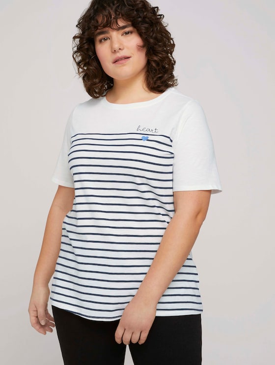 Striped T-shirt made with organic cotton - Women - Whisper White Striped T-shirt made with organic cotton - Women - Whisper White - 5 - My True Me