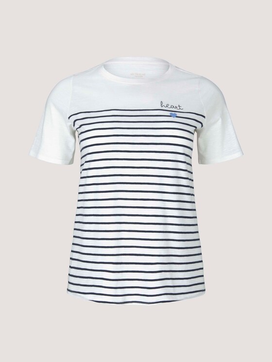 Striped T-shirt made with organic cotton - Women - Whisper White Striped T-shirt made with organic cotton - Women - Whisper White - 7 - My True Me