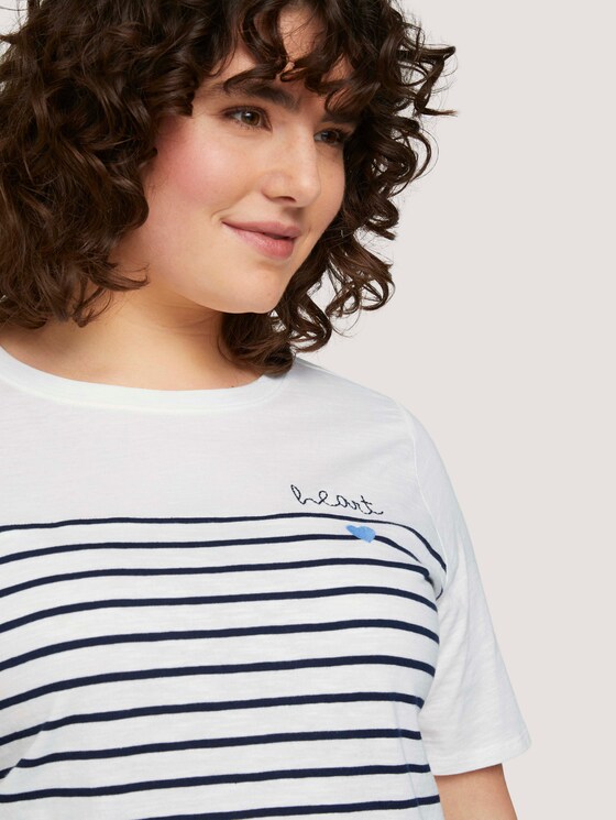 Striped T-shirt made with organic cotton - Women - Whisper White Striped T-shirt made with organic cotton - Women - Whisper White - 9 - My True Me