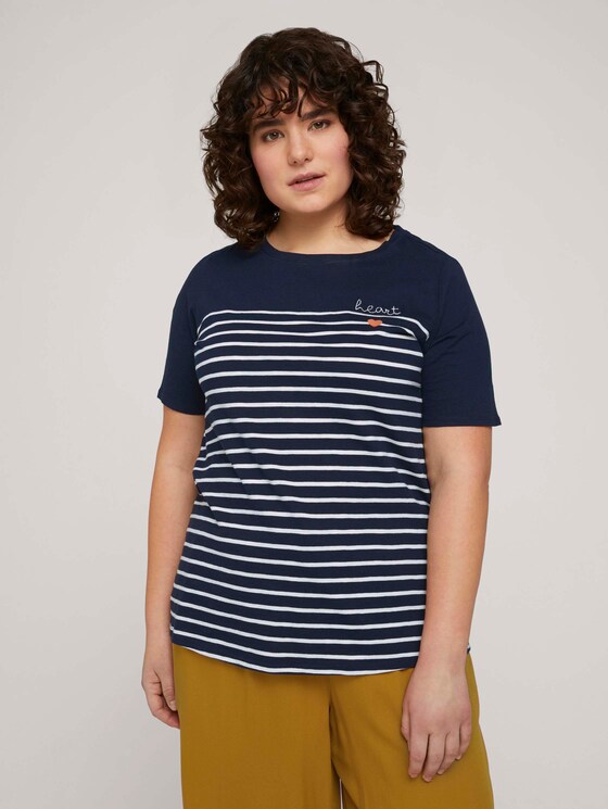 Gestreiftes T-Shirt mit Bio-Baumwolle - Frauen - Sky Captain Blue Gestreiftes T-Shirt mit Bio-Baumwolle - Frauen - Sky Captain Blue - 1 - My True Me