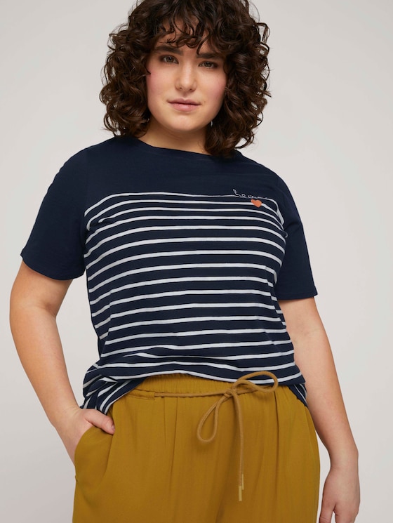 Gestreiftes T-Shirt mit Bio-Baumwolle - Frauen - Sky Captain Blue Gestreiftes T-Shirt mit Bio-Baumwolle - Frauen - Sky Captain Blue - 5 - My True Me