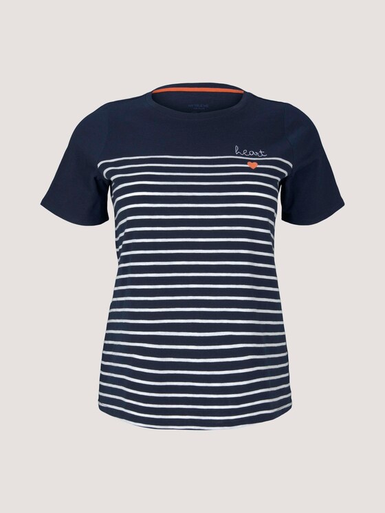 Gestreiftes T-Shirt mit Bio-Baumwolle - Frauen - Sky Captain Blue Gestreiftes T-Shirt mit Bio-Baumwolle - Frauen - Sky Captain Blue - 7 - My True Me